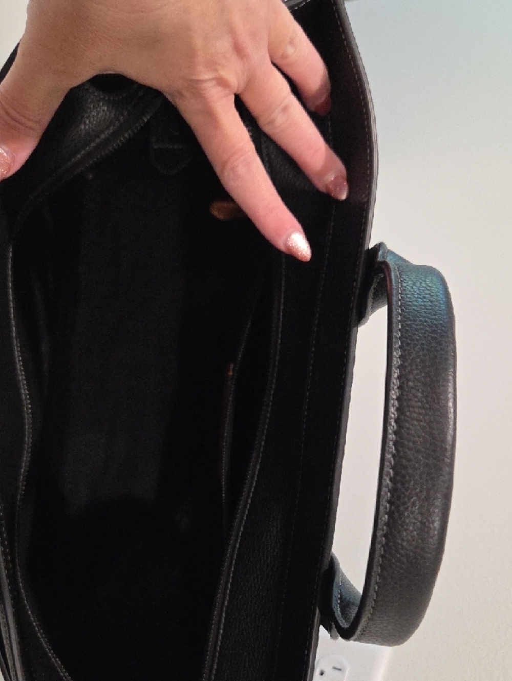 Coach Black Wesley Signature Embossed Leather Briefcase Tote - Picture 4 of 5